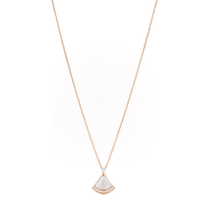 Bulgari 18K Rose Gold Diamond Mother of Pearl Divas' Dream Pave Pendant Necklace 1 of 8