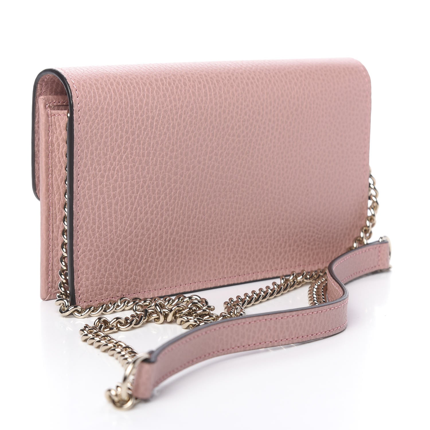 Gucci Dollar Calfskin Interlocking G Chain Wallet Soft Pink 3 of 11