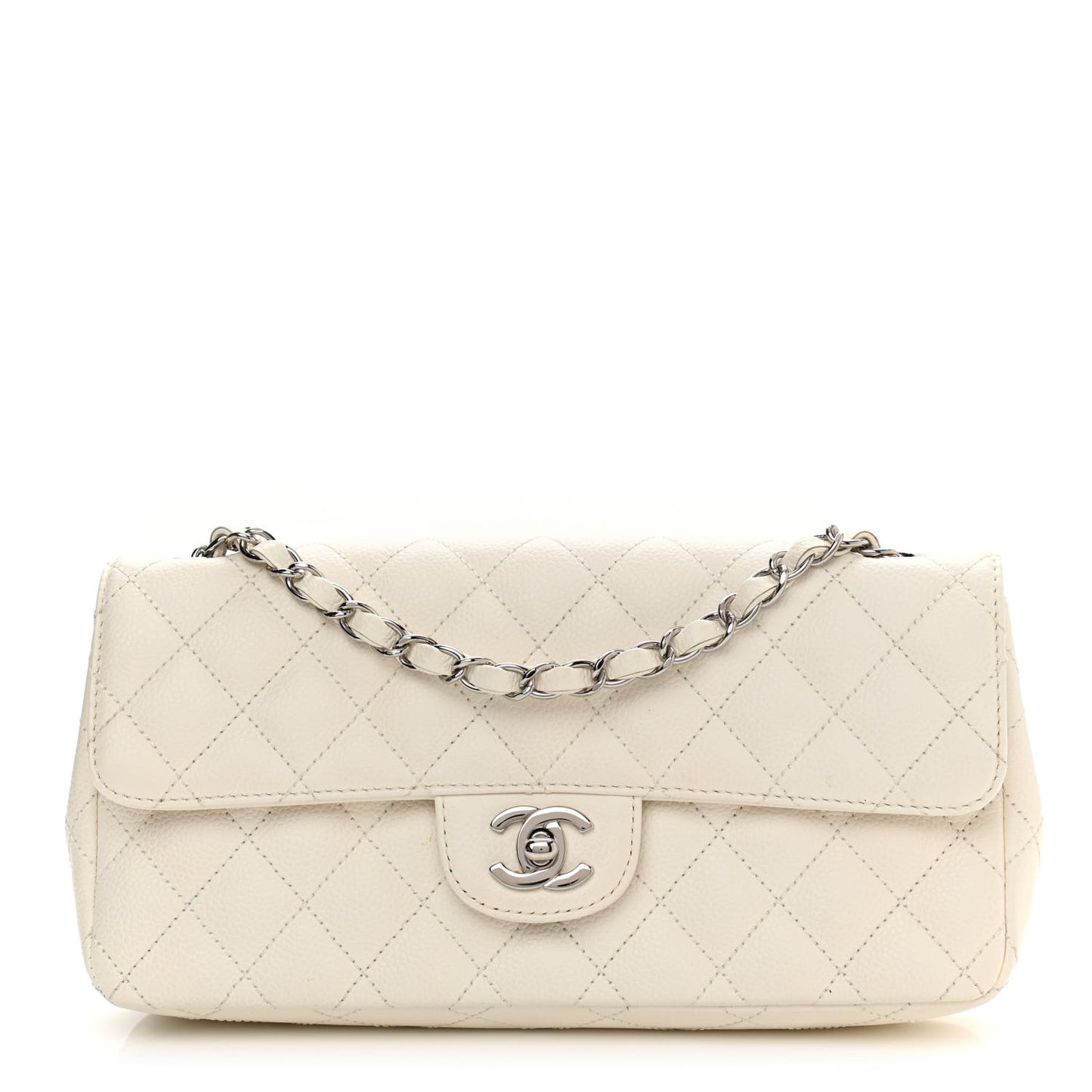 Caviar Quilted East West Flap White