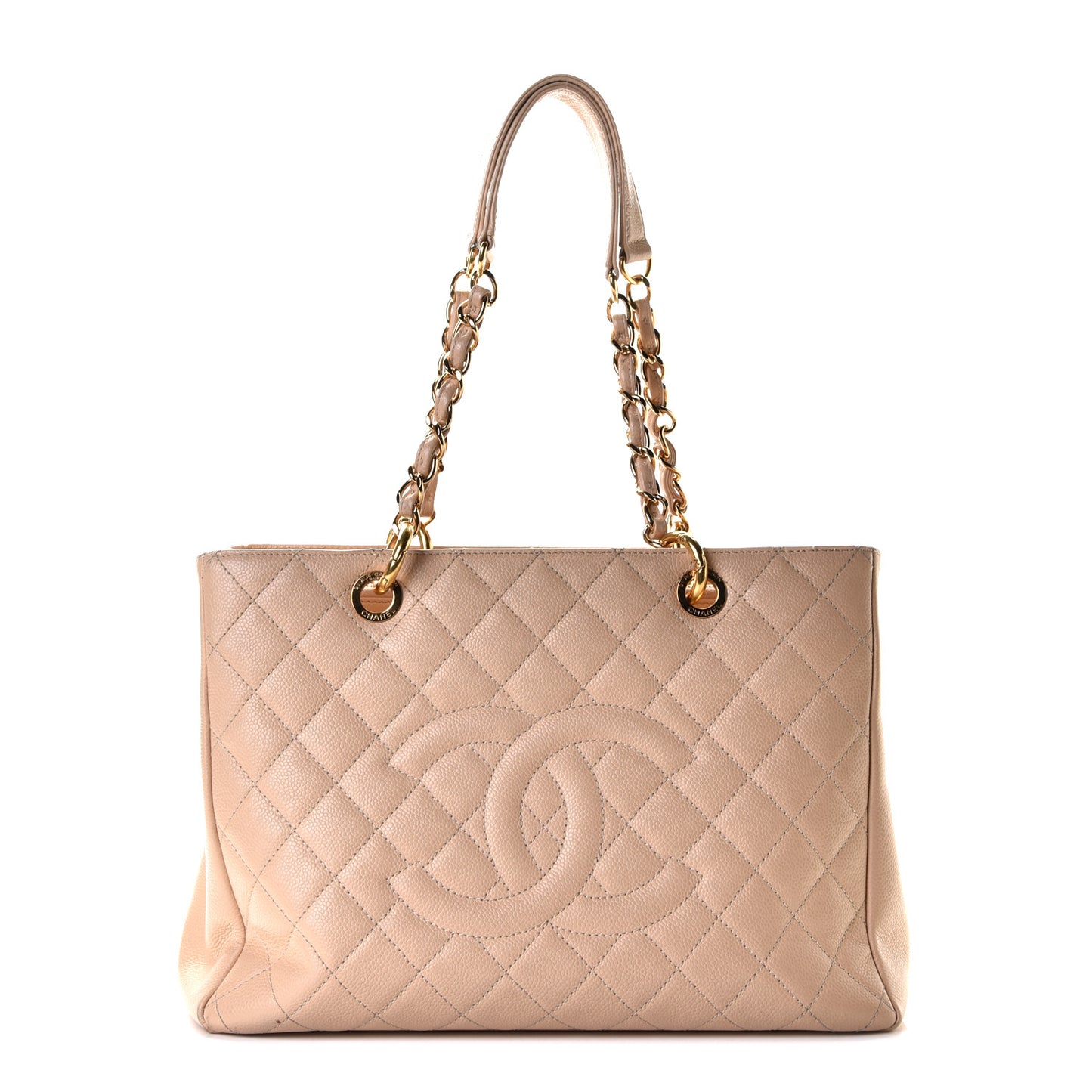 Caviar Quilted Grand Shopping Tote GST Beige