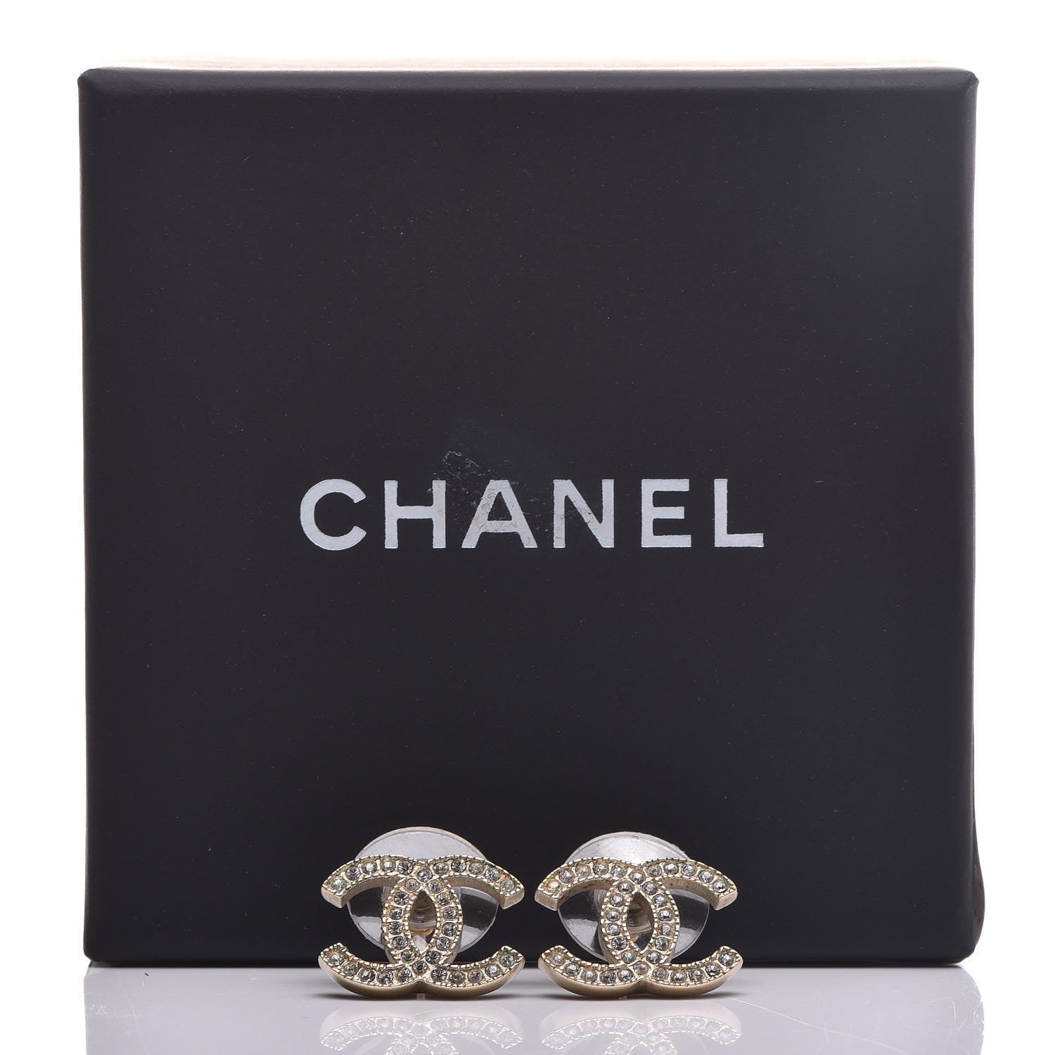 Chanel Crystal CC Earrings Gold 7 of 7