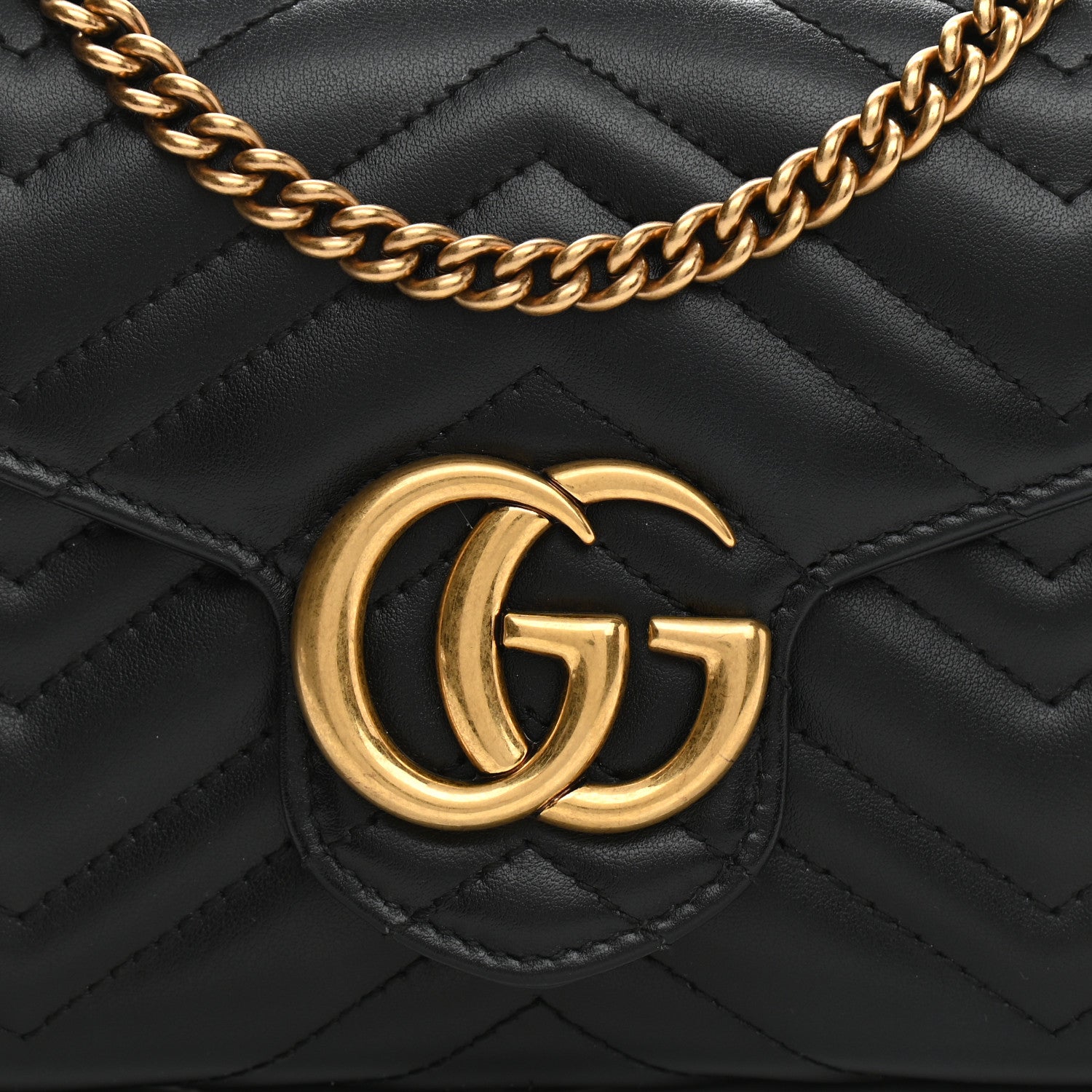 Gucci Calfskin Matelasse GG Marmont Chain Wallet Black 8 of 10