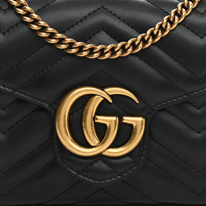 Gucci Calfskin Matelasse GG Marmont Chain Wallet Black 8 of 10