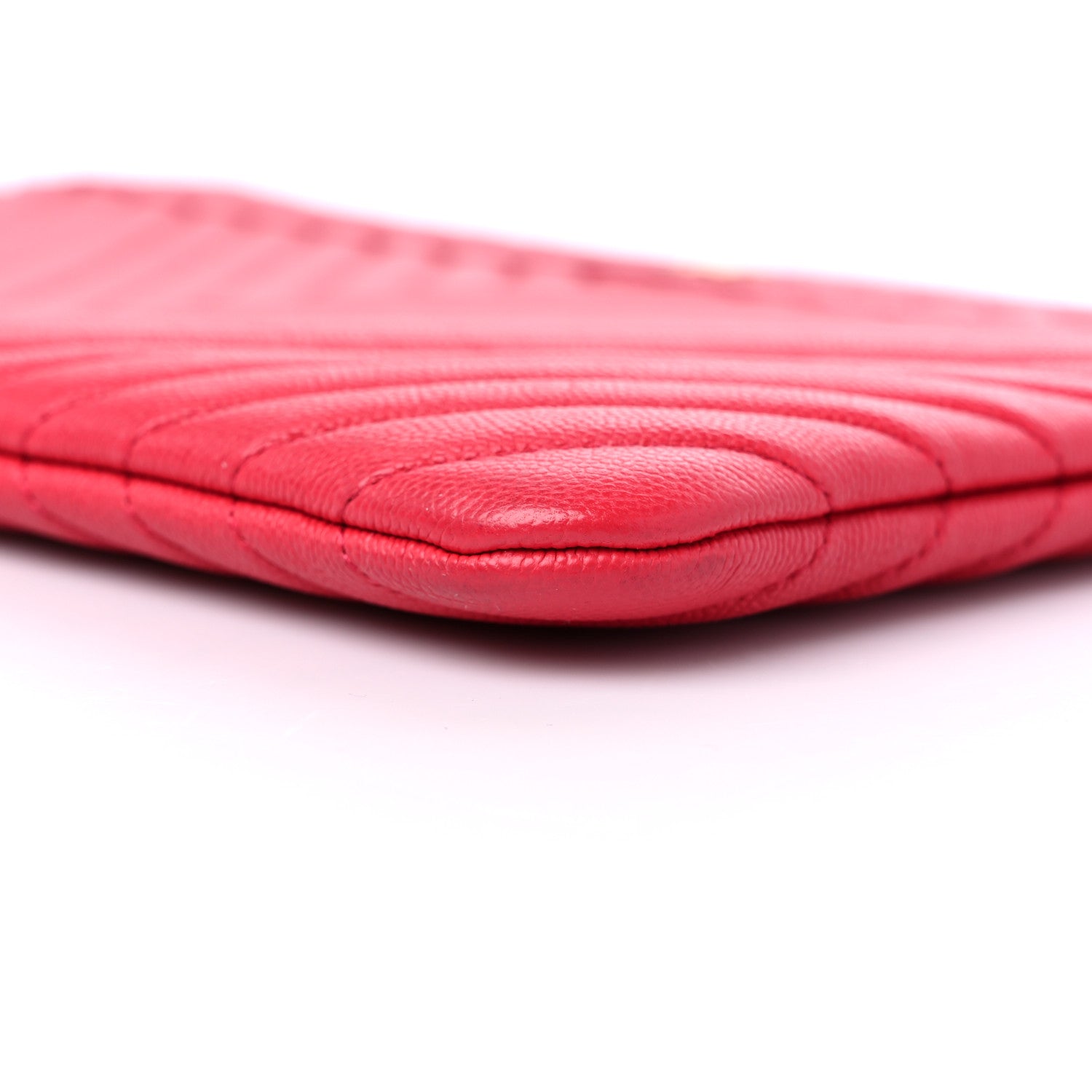 Chanel Caviar Chevron Quilted Large Cosmetic Case Red 10 of 11