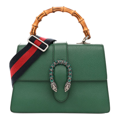 Gucci Dollar Calfskin Crystal Web Medium Dionysus Bamboo Top Handle Bag Emerald 1 of 11