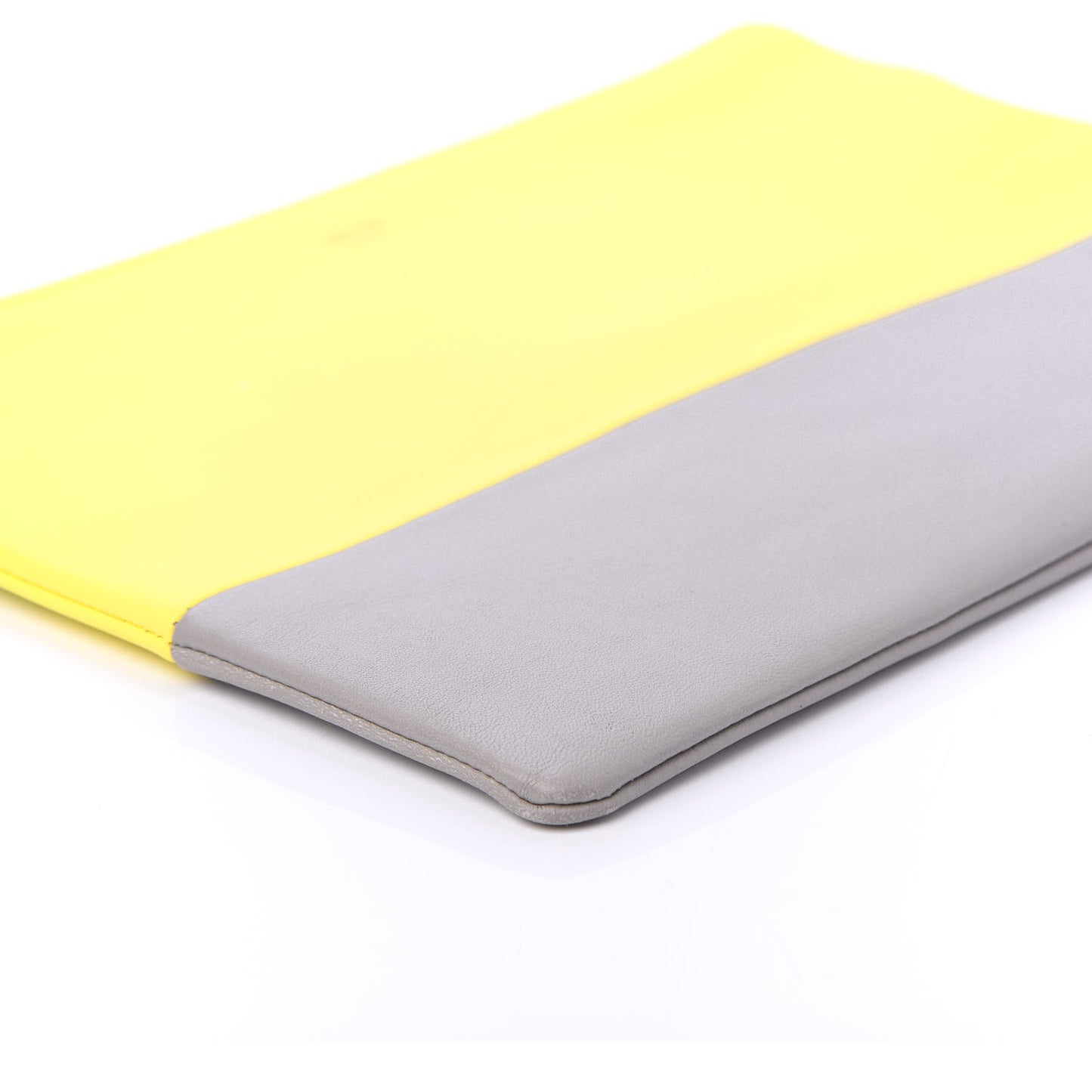 Lambskin Bi-Color Solo Clutch Pouch Fluo Yellow Grey