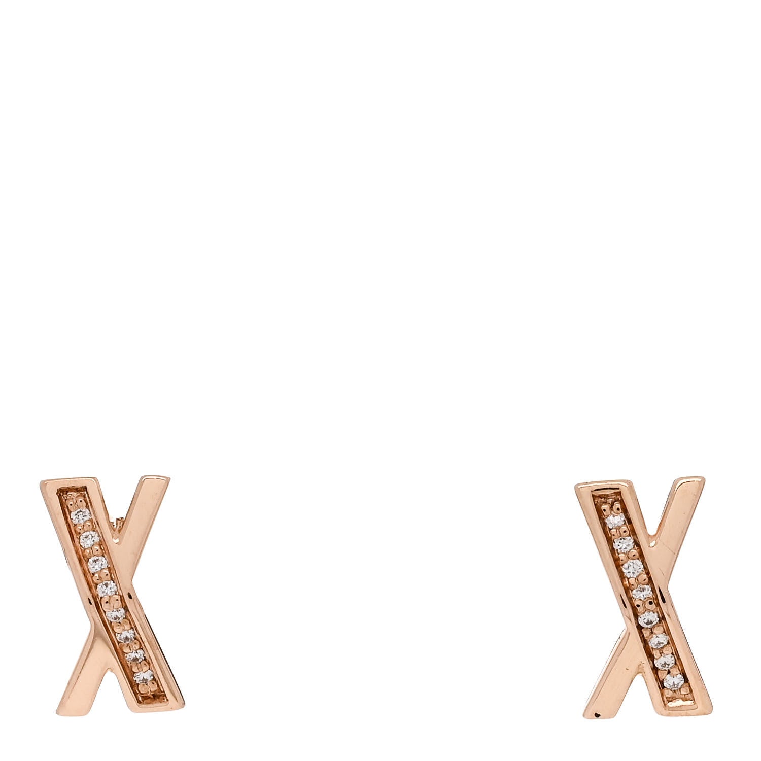 Tiffany 18K Rose Gold Diamond Atlas X Earrings 1 of 5