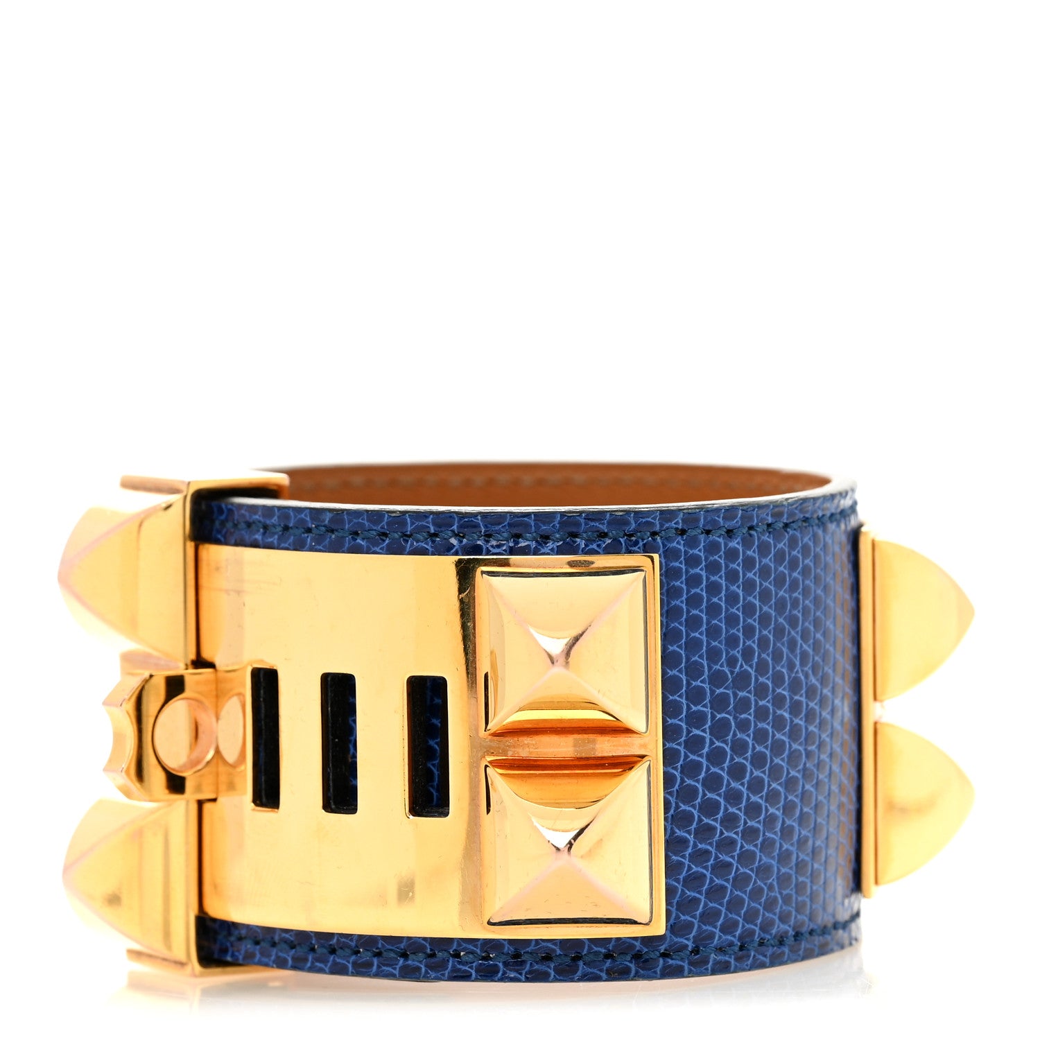Hermes Lizard Collier De Chien CDC Bracelet T2 Bleu Saphir 1818907