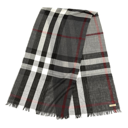 Burberry Wool Cashmere Check Lightweight Scarf Charcoal 2 of 4