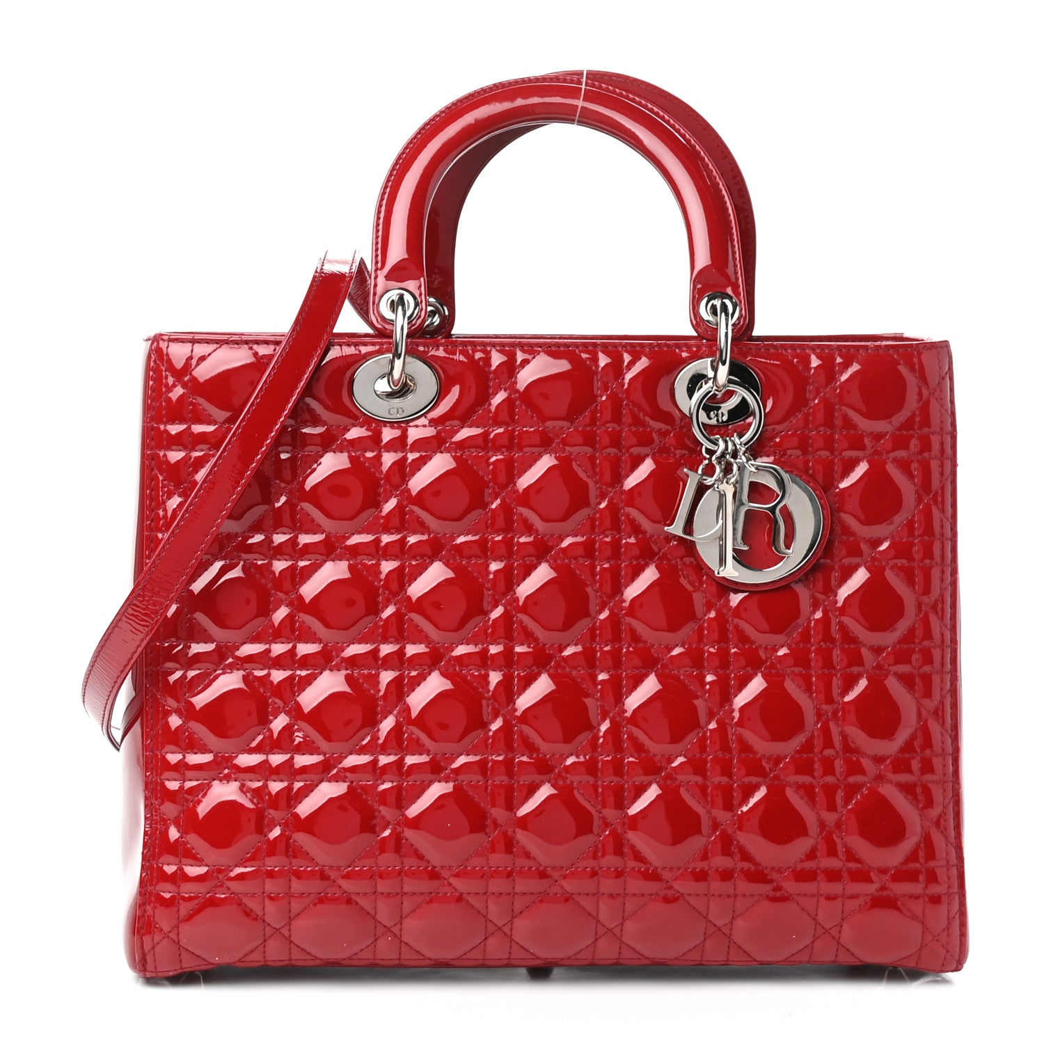 Christian Dior Patent Cannage Large Lady Dior Red 1 of 9