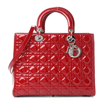 Christian Dior Patent Cannage Large Lady Dior Red 1 of 9