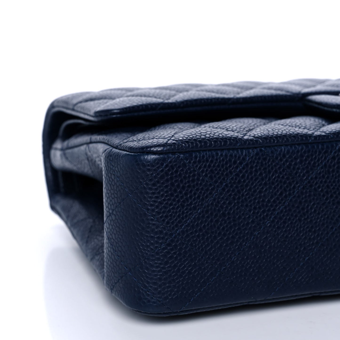 Caviar Quilted Medium Double Flap Navy