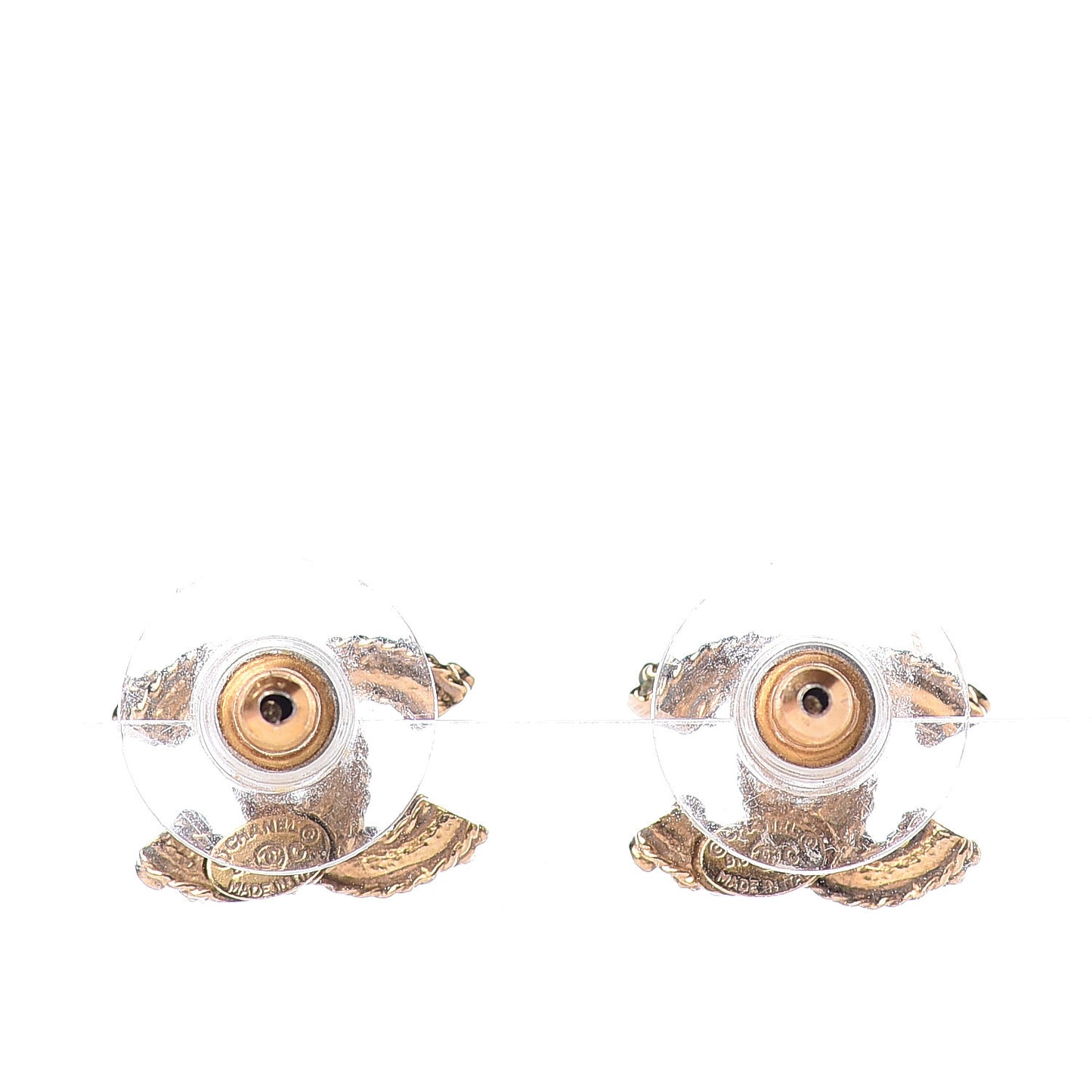 Crystal Twisted CC Earrings Gold