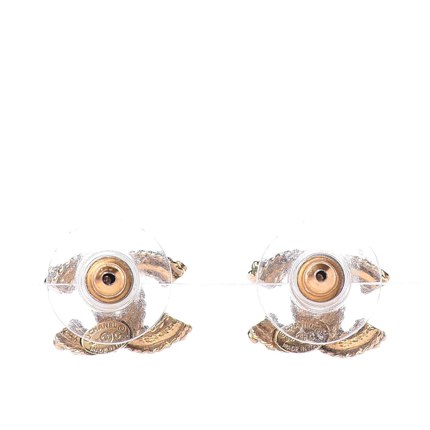 Chanel Crystal Twisted CC Earrings Gold 4 of 5