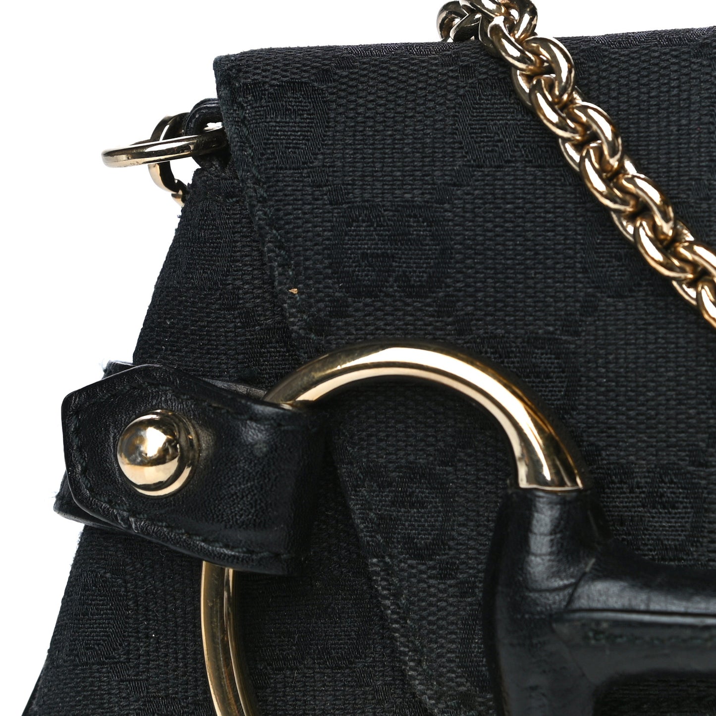 Monogram Web Horsebit Chain Clutch Black