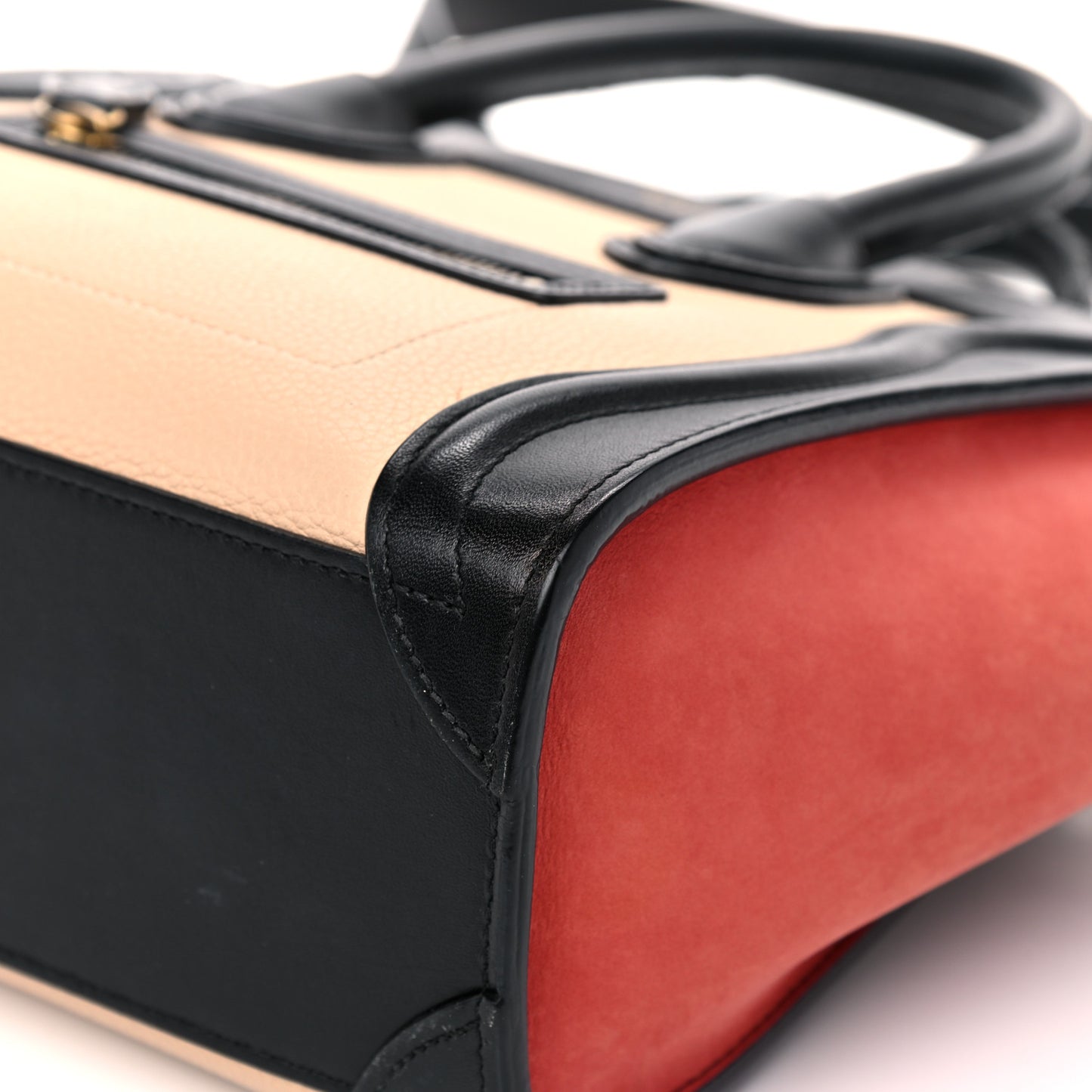 Drummed Calfskin Nubuck Nano Tri-Color Luggage Ruby