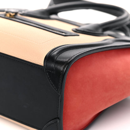 Celine Drummed Calfskin Nubuck Nano Tri-Color Luggage Ruby 12 of 19