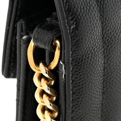 Saint Laurent Grain De Poudre Mixed Matelasse Triquilt Monogram Chain Wallet Black 14 of 16