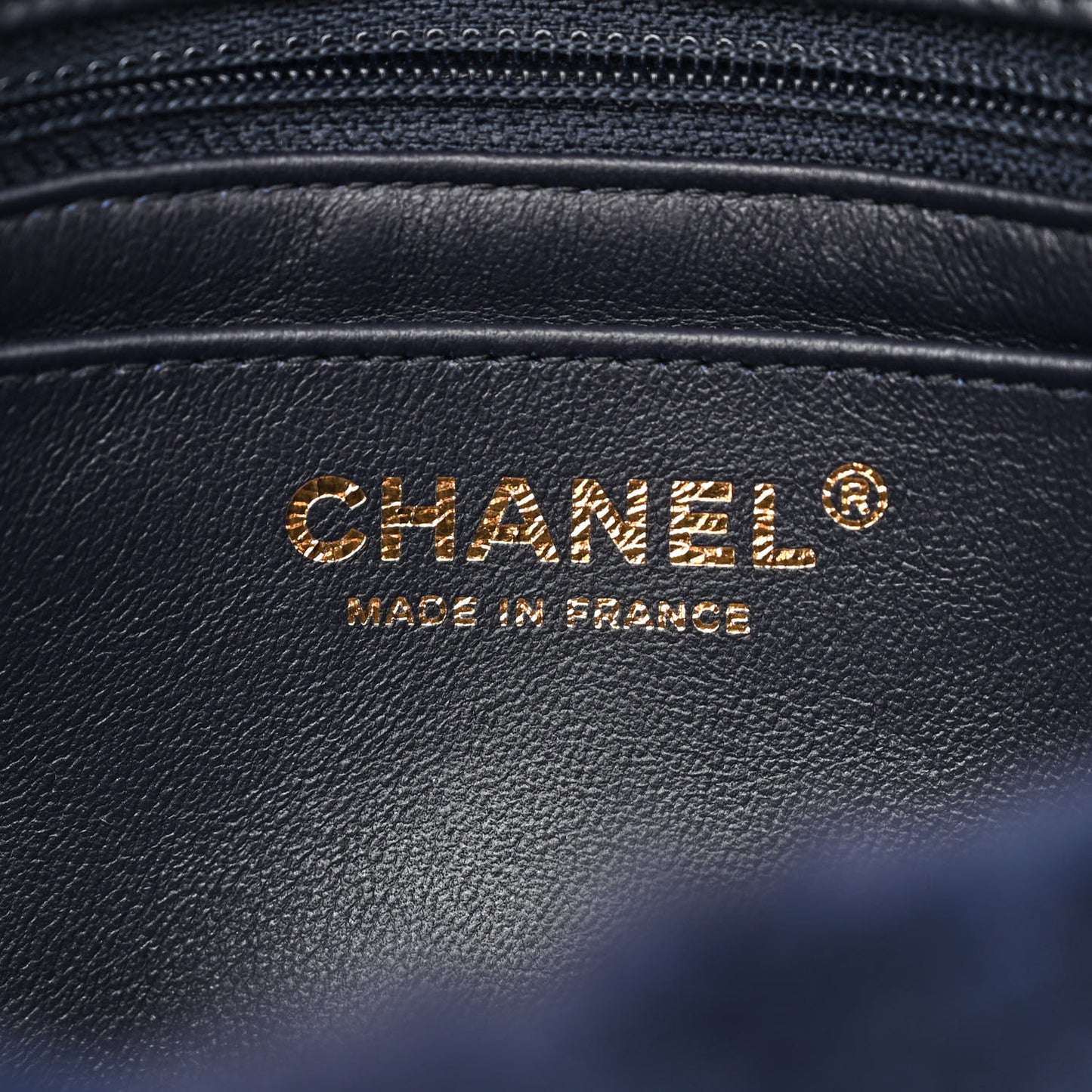 Shearling Lambskin Quilted Flap Navy Blue