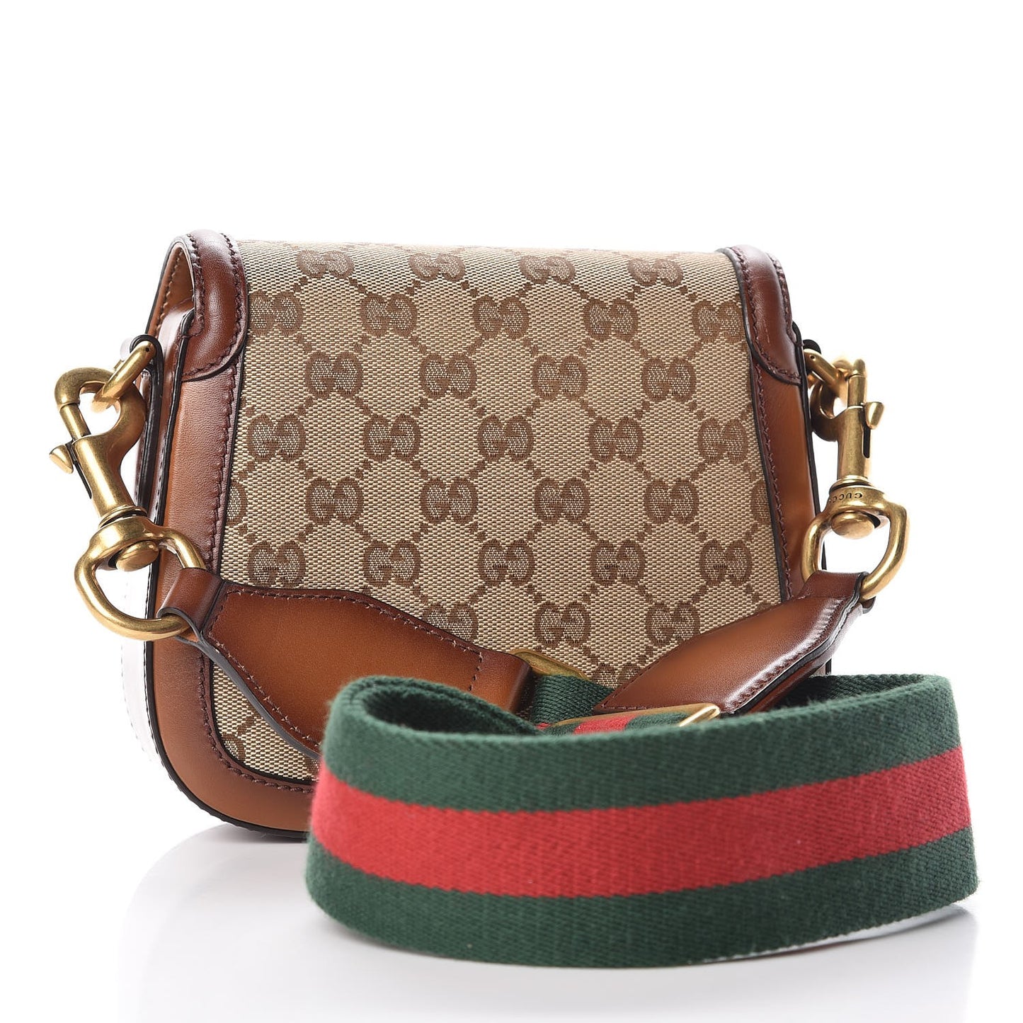 Monogram Small Lady Web Shoulder Bag Beige Cuir