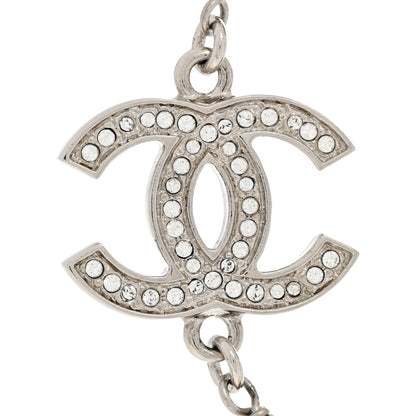 Chanel Crystal Pearl CC Long Necklace Silver 4 of 7