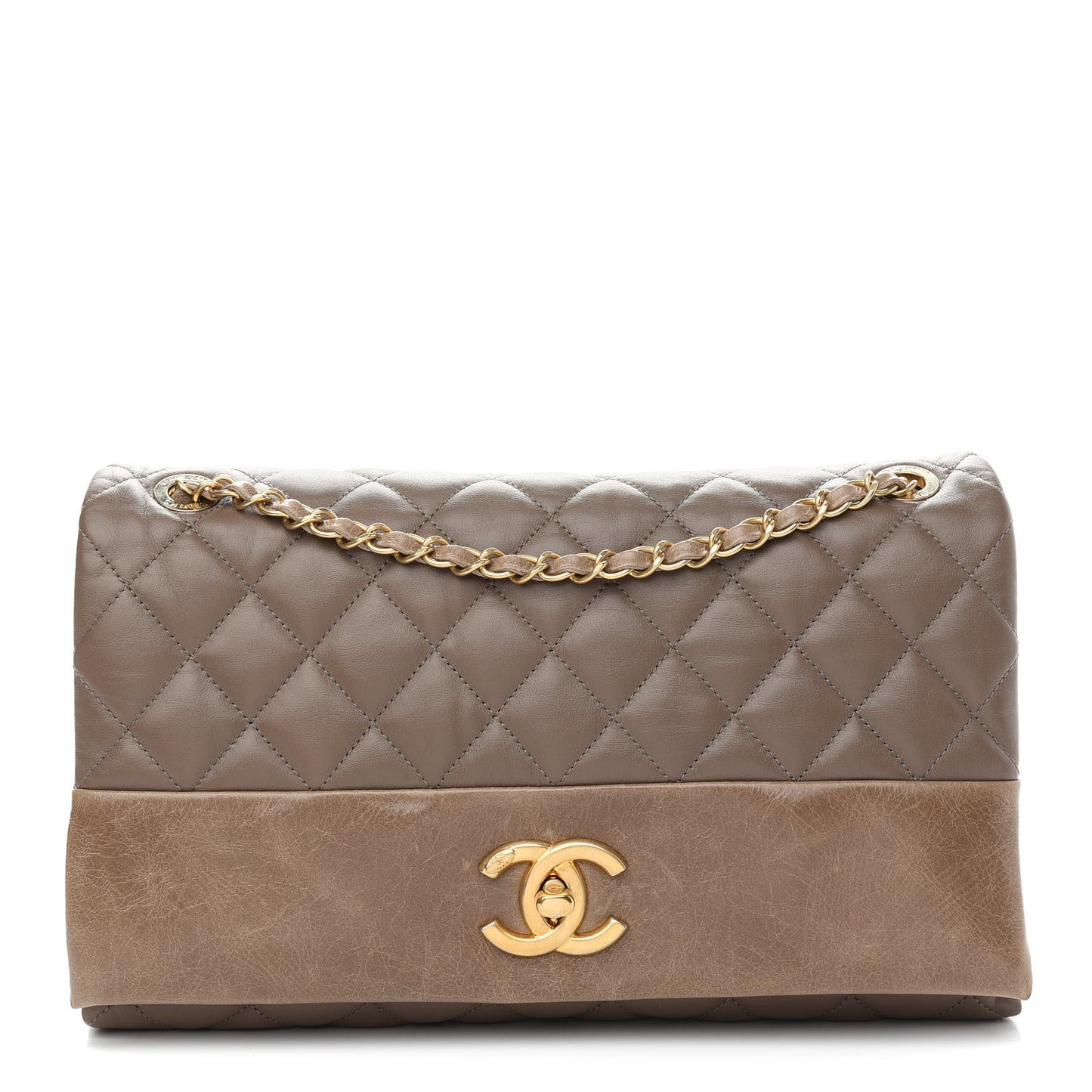 Calfskin Quilted Jumbo Soft Elegance Flap Brown
