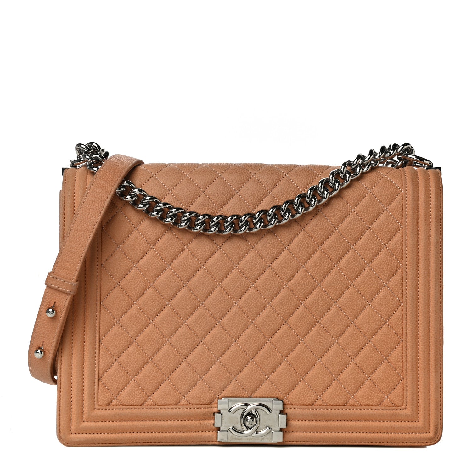 Chanel Iridescent Caviar Quilted Large Boy Flap Beige 1 of 13