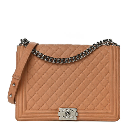 Chanel Iridescent Caviar Quilted Large Boy Flap Beige 1 of 13