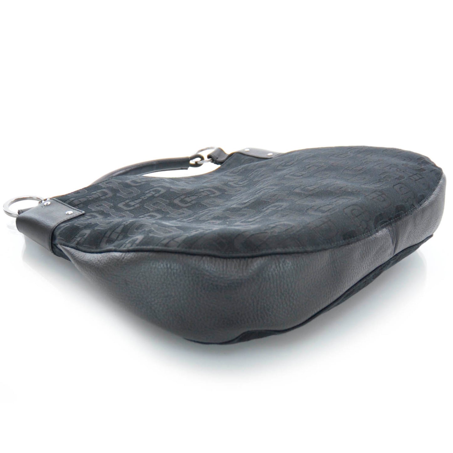 Canvas Bamboo Horsebit Print Hobo Black