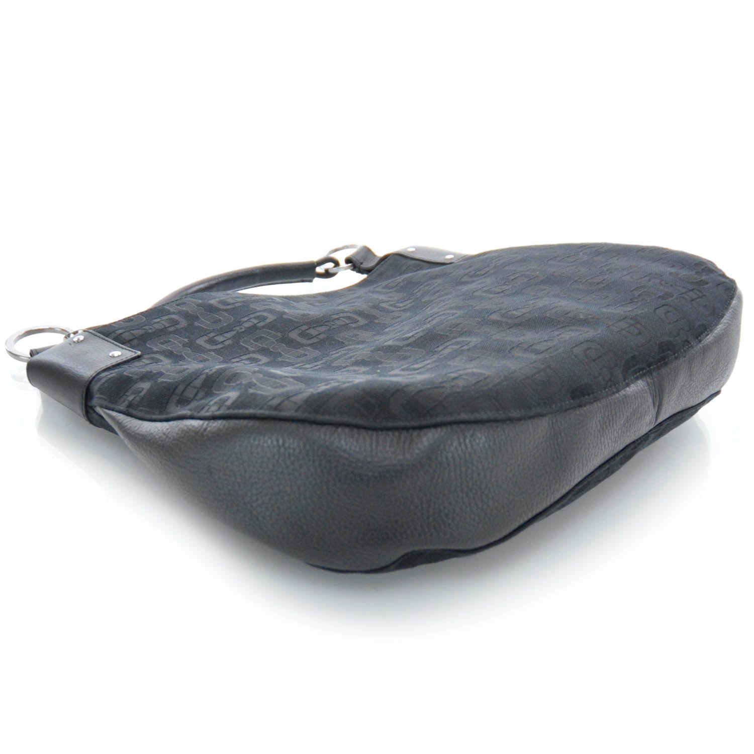 Gucci Canvas Bamboo Horsebit Print Hobo Black 4 of 9