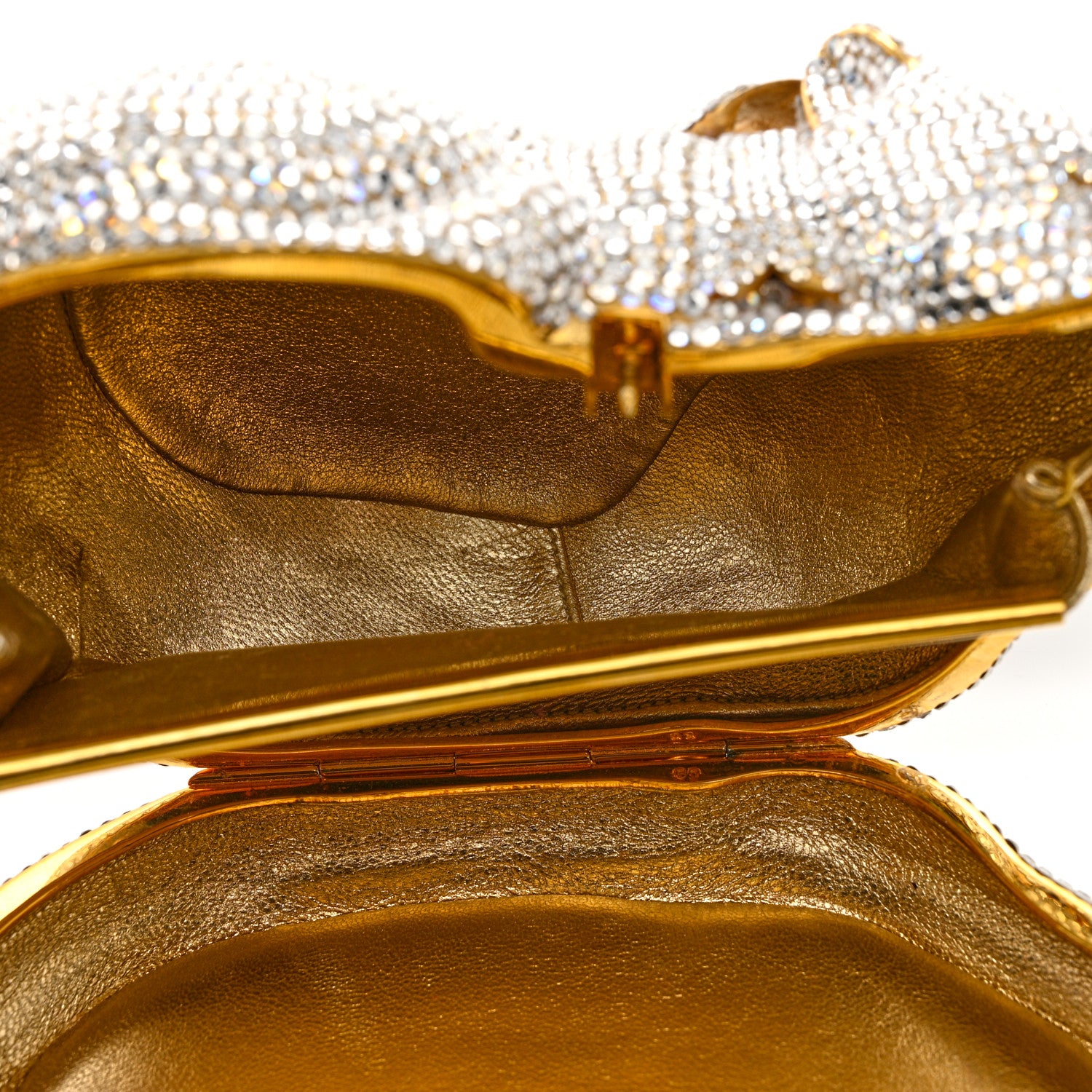 Judith Leiber Swarovski Crystal Sleeping Cat Minaudiere Clutch Silver 6 of 10