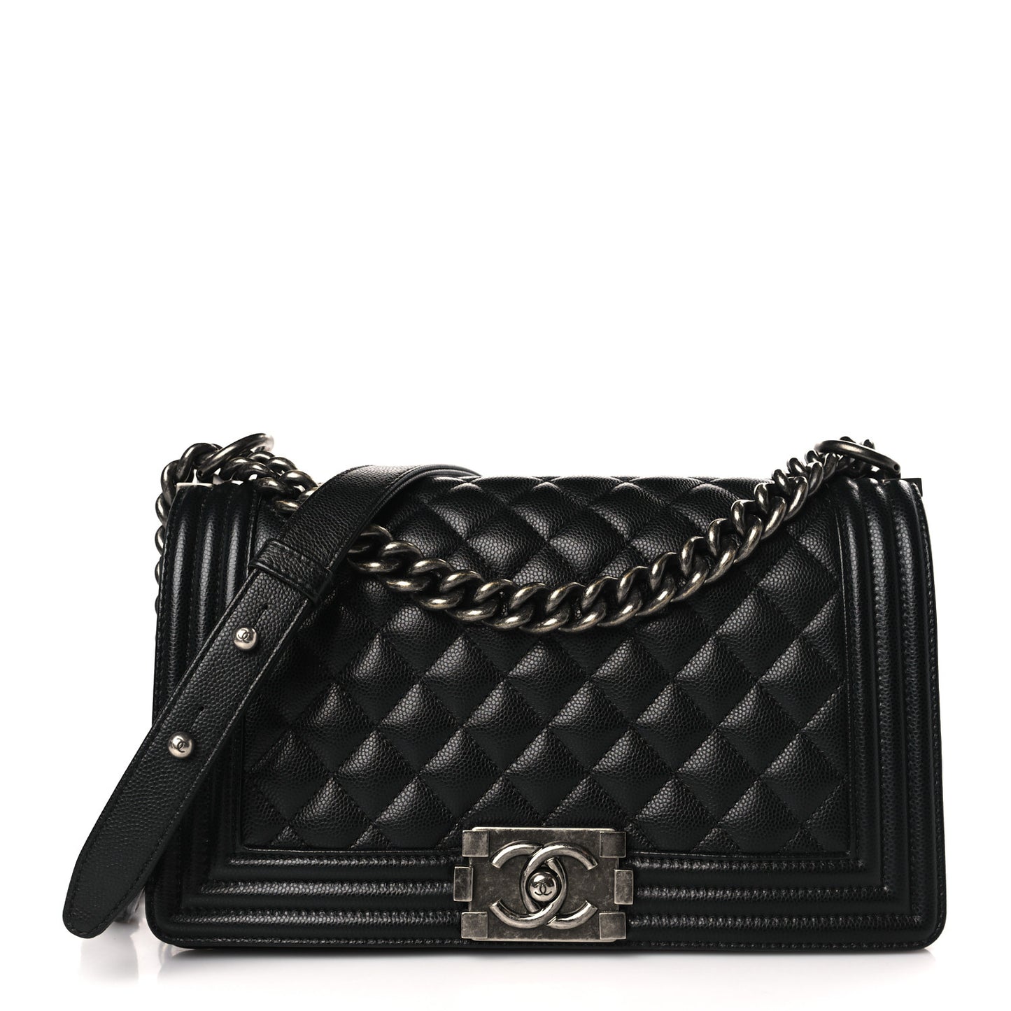 Caviar Quilted Medium Boy Flap Black