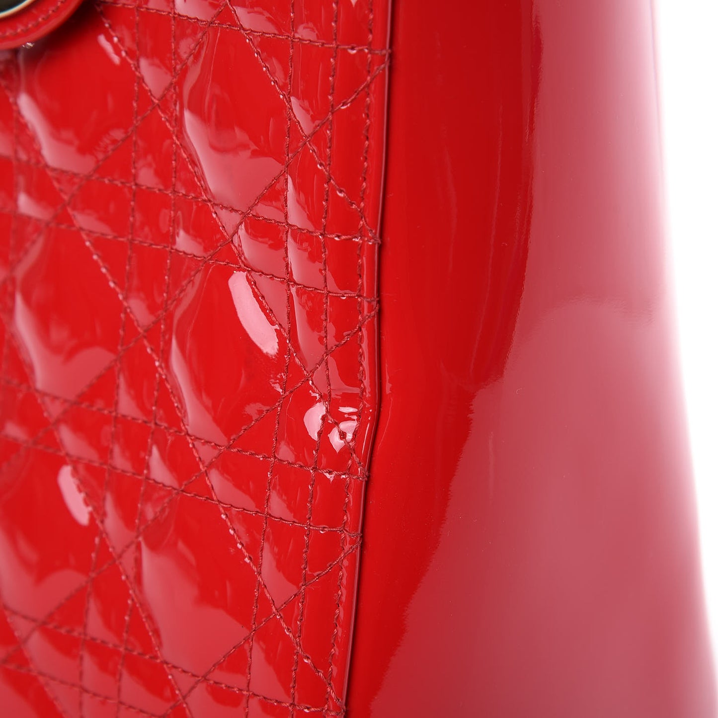 Patent Cannage Large Lady Dior Red