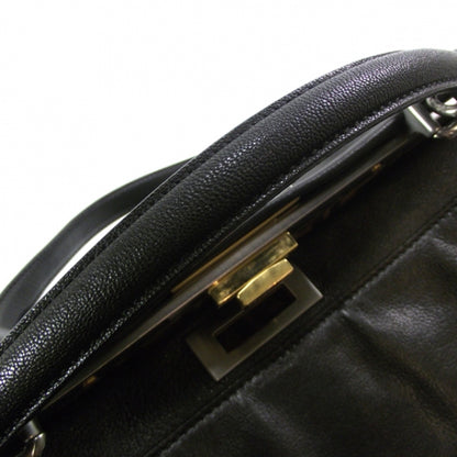 Fendi Goatskin Zucca Large Peekaboo Iconic Satchel Black Tobacco 6 of 12