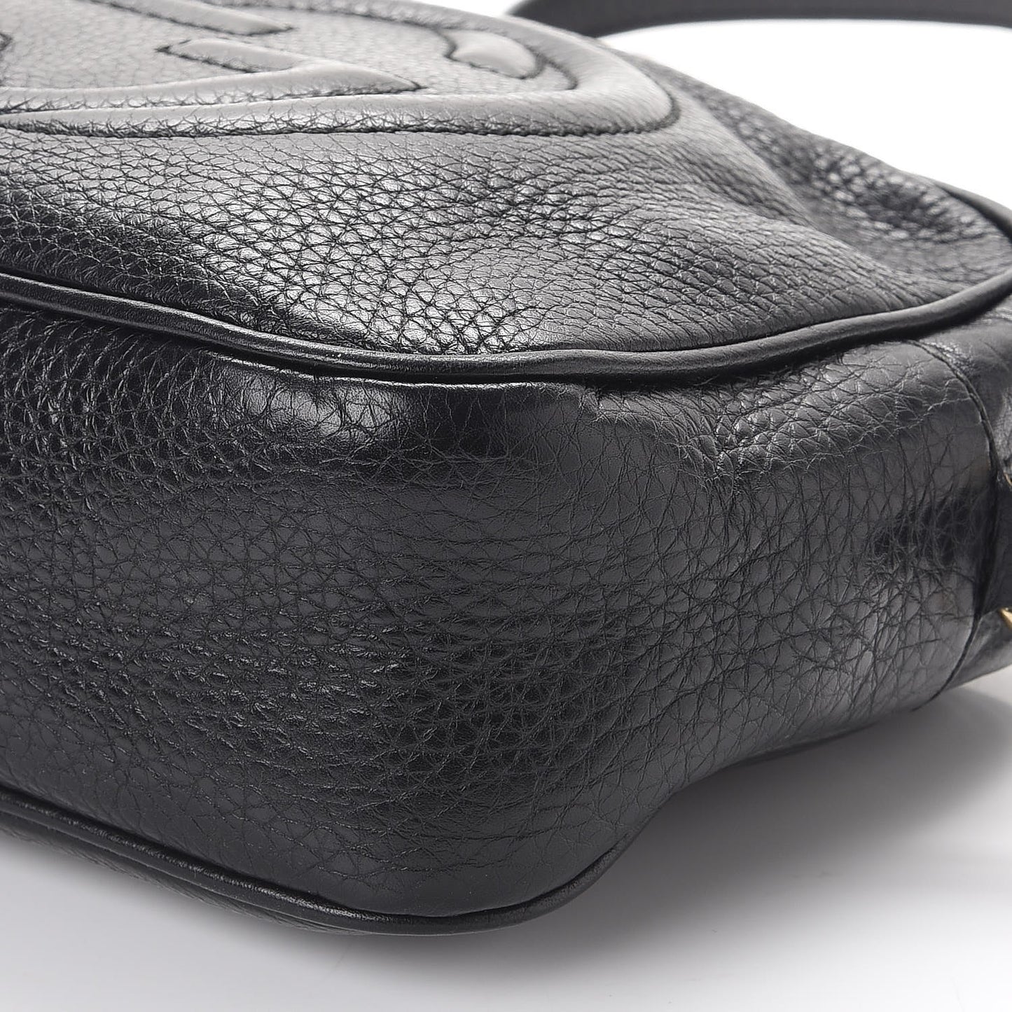 Pebbled Calfskin Small Soho Disco Bag Black