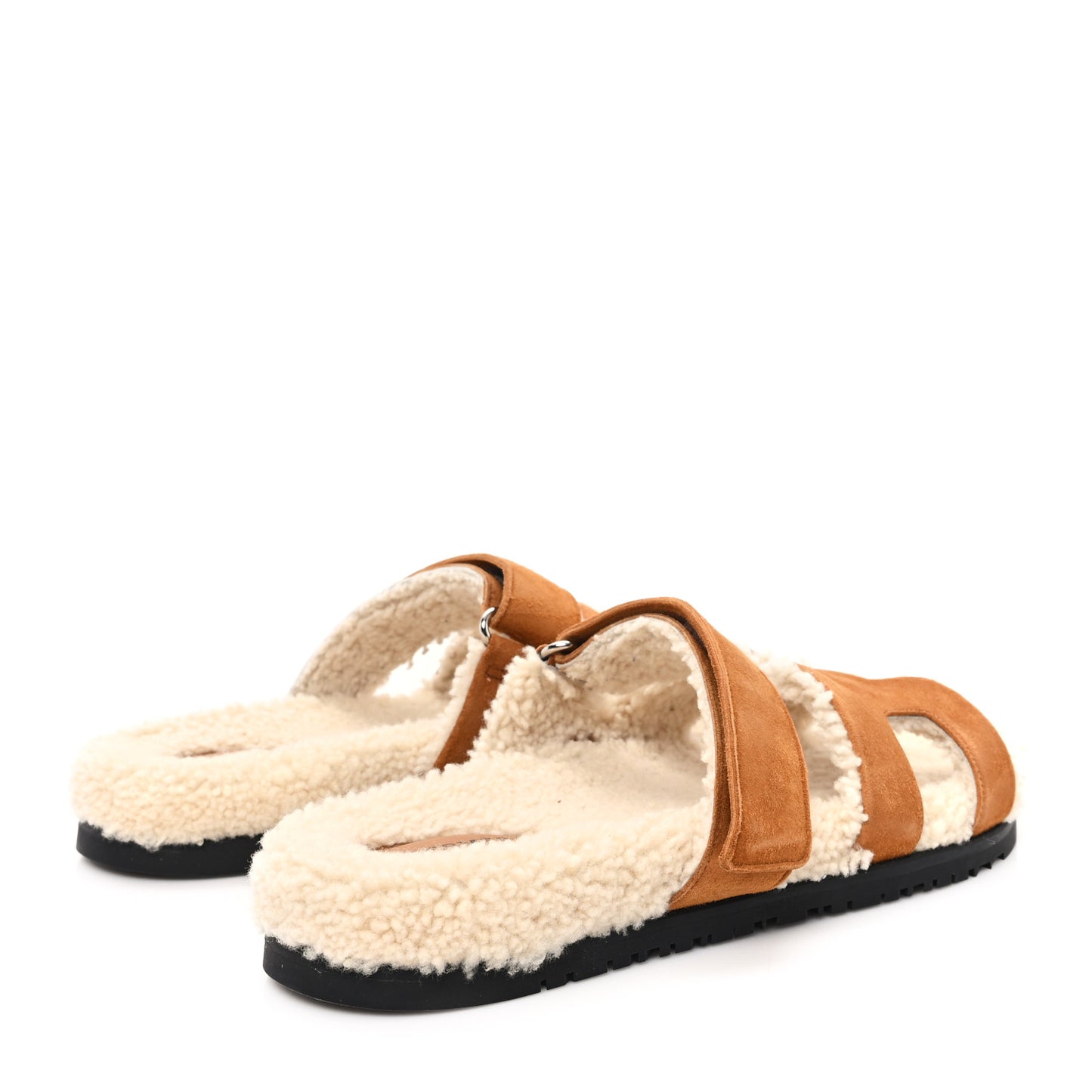 Suede Goatskin Woolskin Womens Chypre Sandals 40.5 Naturel Ecru