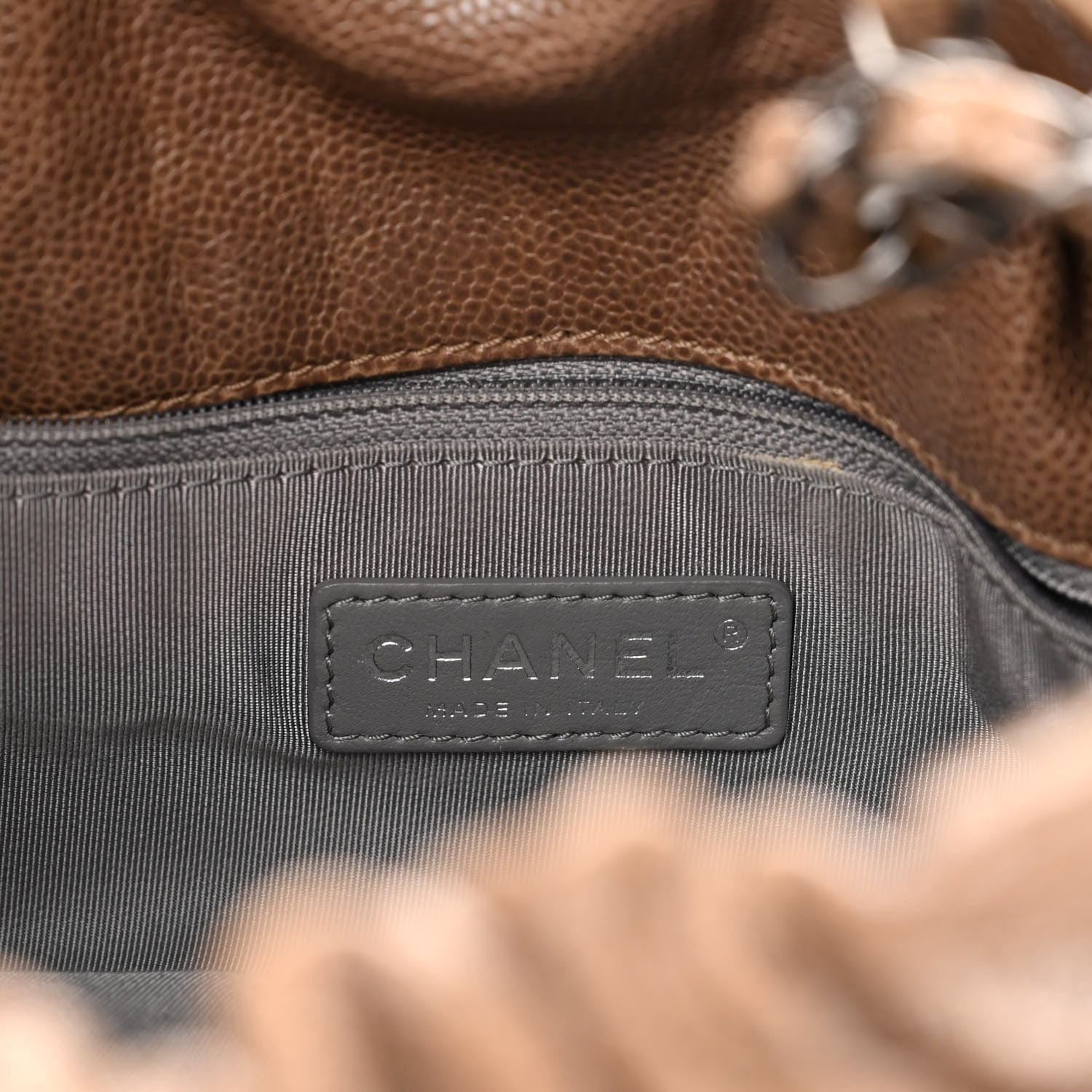 Chanel Distressed Glazed Caviar Quilted Large Elastic Tote Brown 5 of 11