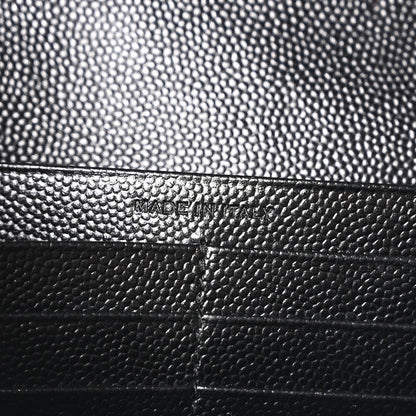 Saint Laurent Grain De Poudre Matelasse Chevron Monogram Chain Wallet Black 7 of 11