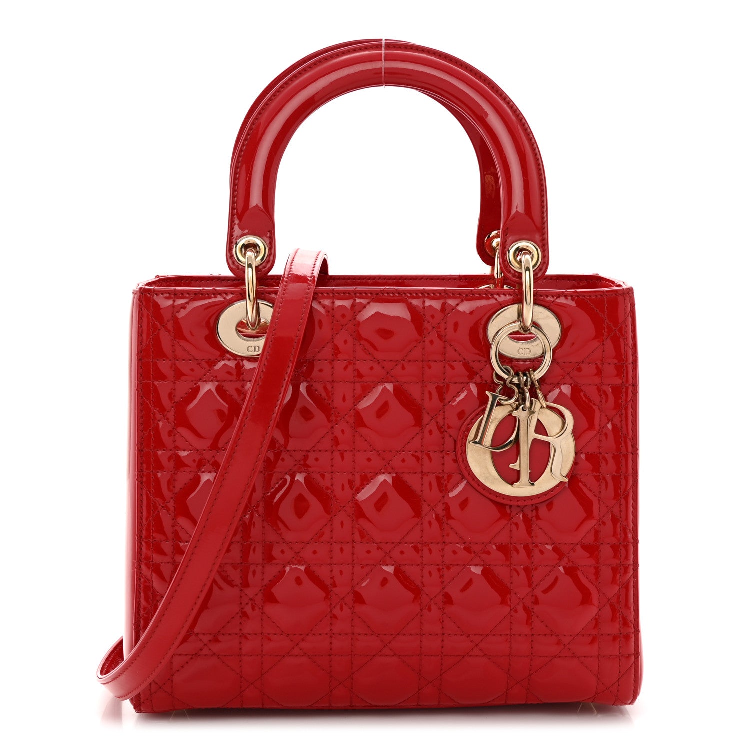 Christian Dior Patent Cannage Medium Lady Dior Red 1 of 10