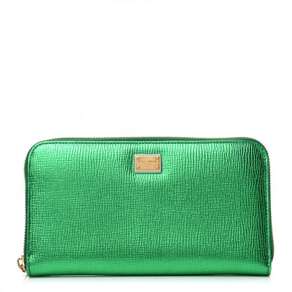 Dolce & Gabbana Metallic Dauphine Zip Around Wallet Green 1 of 6