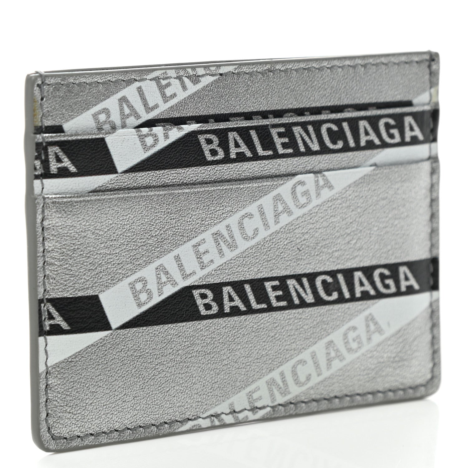 Balenciaga Metallic Calfskin Losange Monogram Everyday Multi Card Case Silver Black White 3 of 6