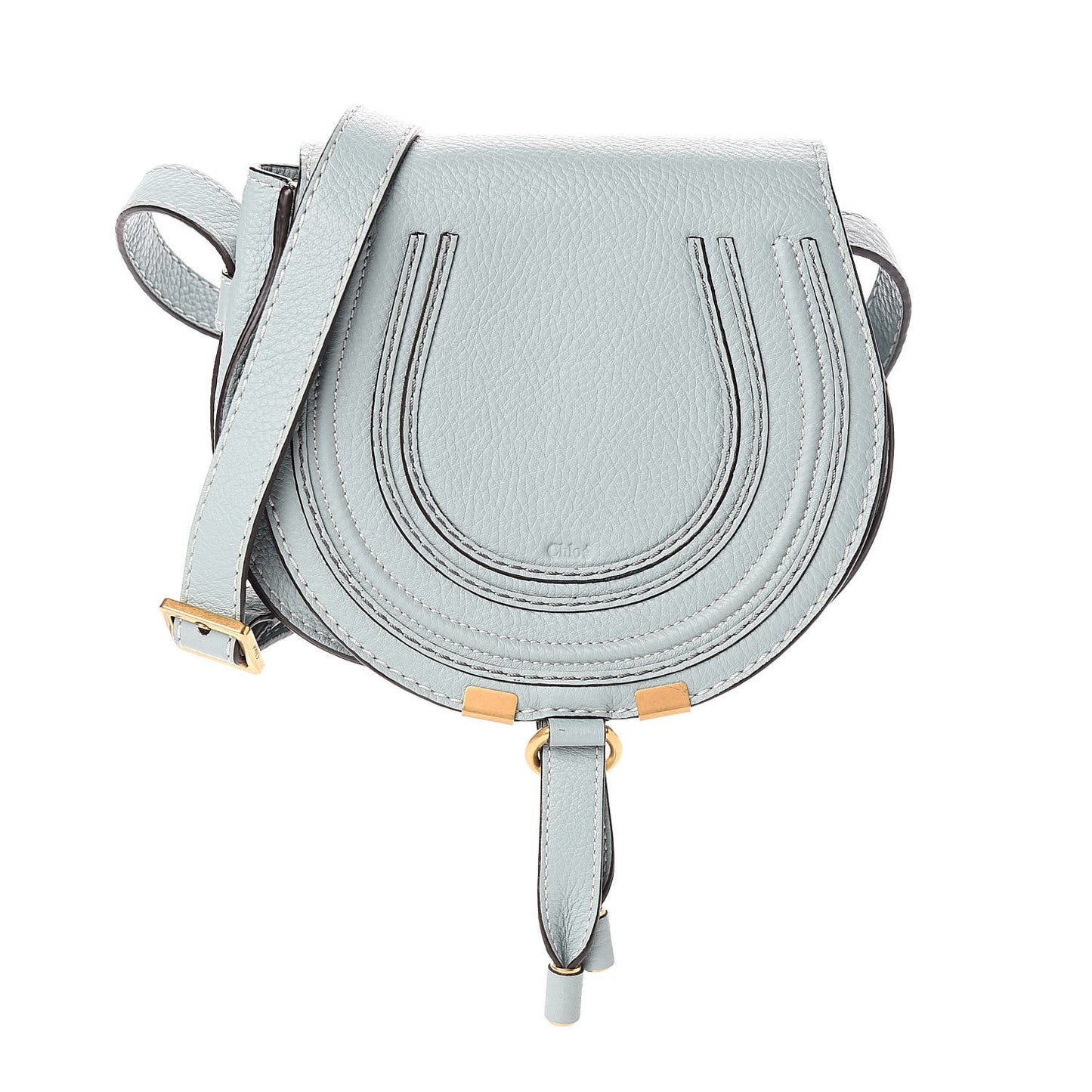 Calfskin Mini Marcie Round Crossbody Bag Faded Blue