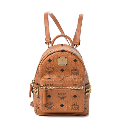MCM Visetos Side Stud X-Mini Stark Backpack Cognac 1 of 9
