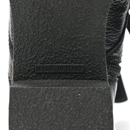Chanel Shiny Crumpled Lambskin Lace Up Combat Boots 35 Black 6 of 8