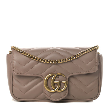 Gucci Calfskin Matelasse Super Mini GG Marmont Shoulder Bag Porcelain Rose 1 of 11