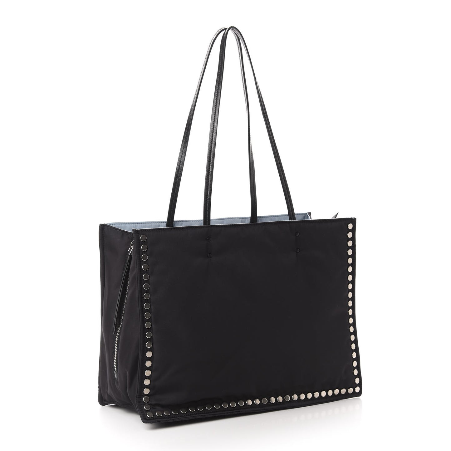 Tessuto Nylon Etiquette Studded Tote Black Astrale