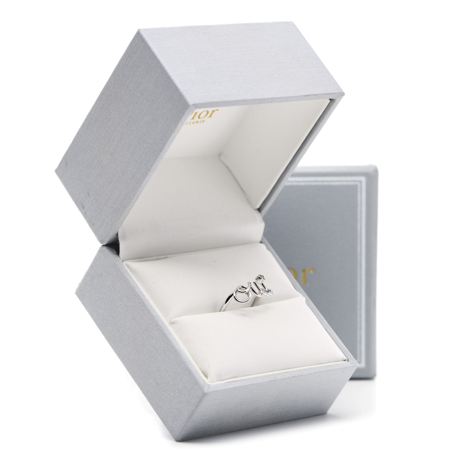 Christian Dior 18K White Gold Diamond Oui Ring 49 4.75 5 of 5