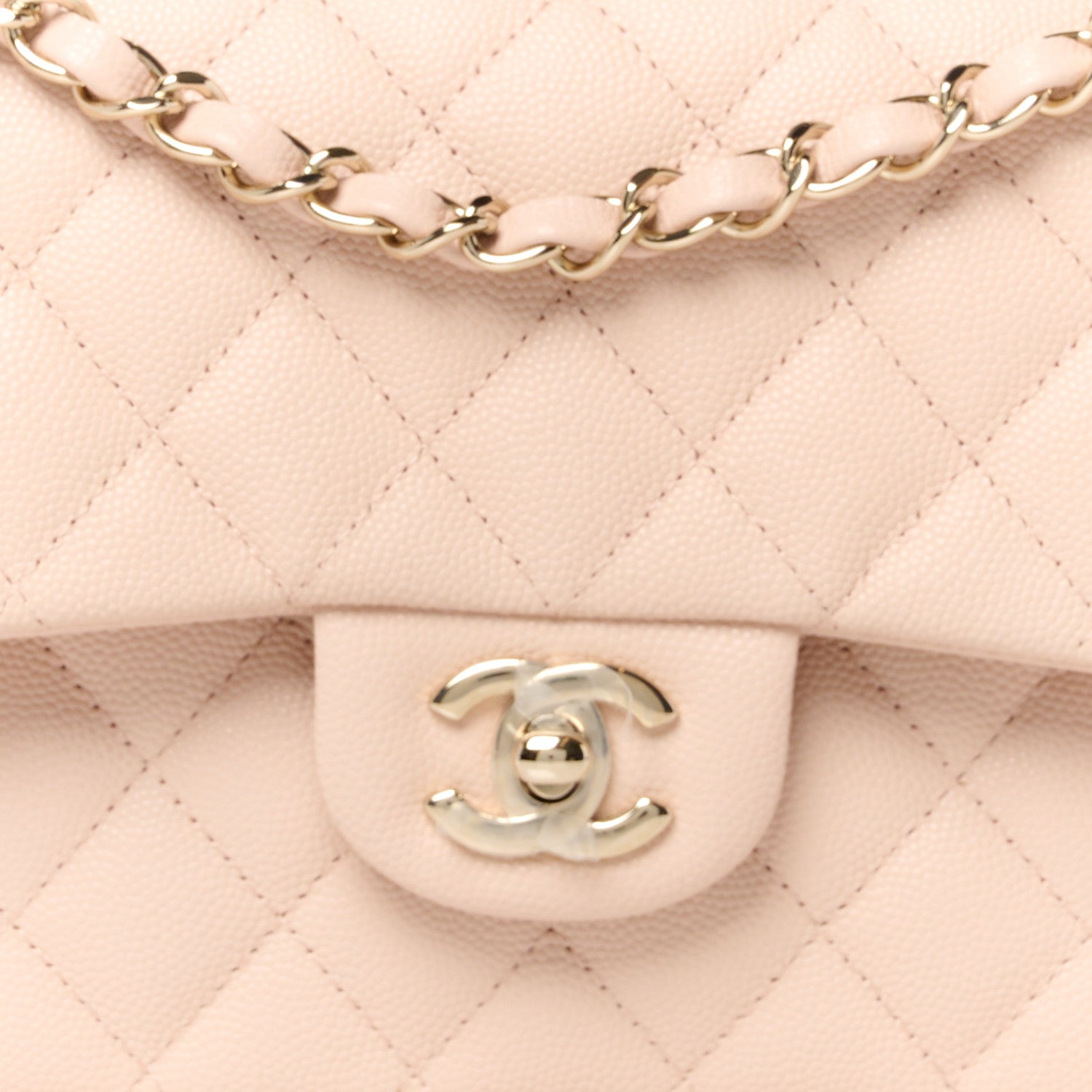 Chanel Caviar Quilted Medium Double Flap Light Beige 9 of 12