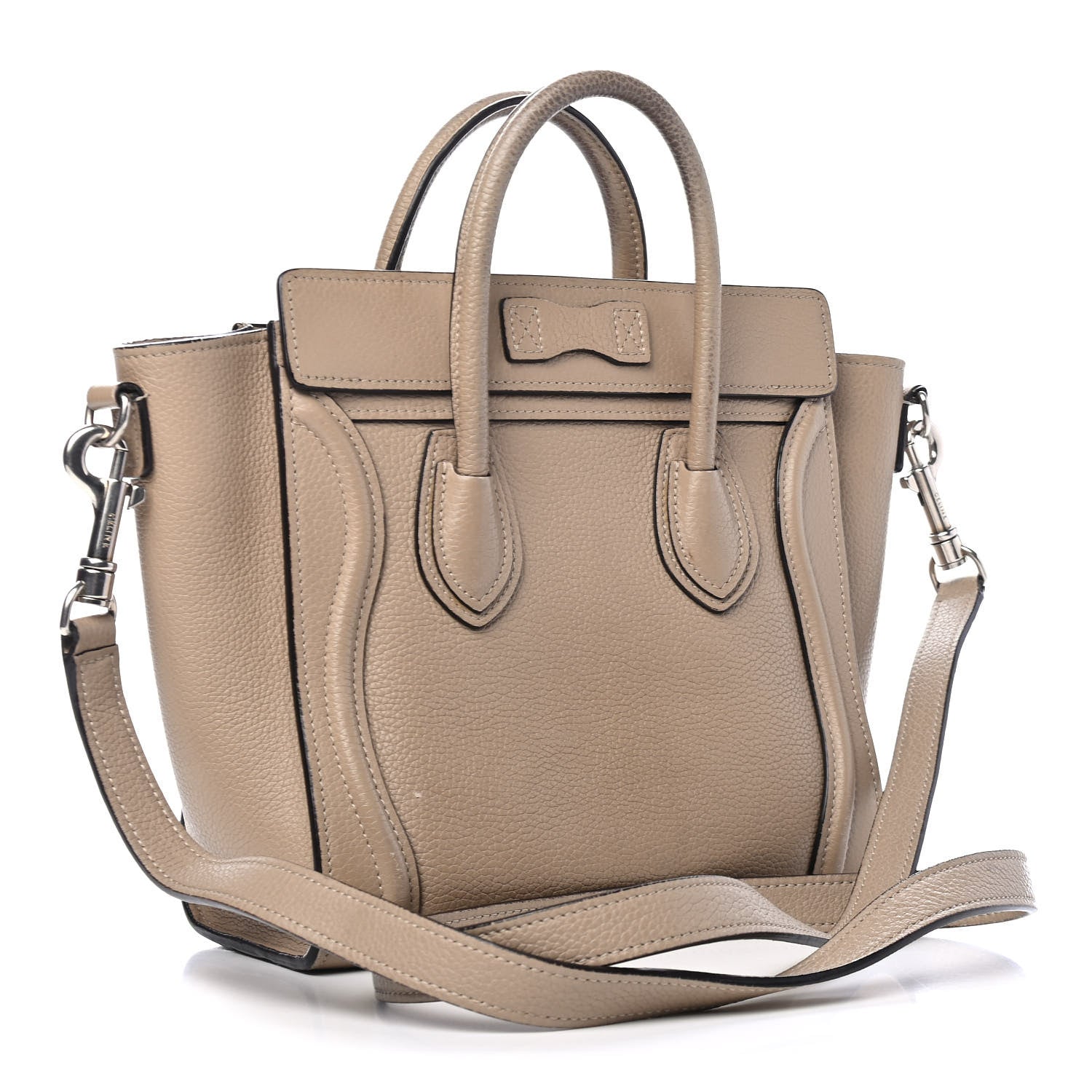 Celine Drummed Calfskin Nano Luggage Dune 2 of 8