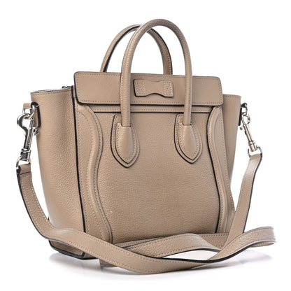 Celine Drummed Calfskin Nano Luggage Dune 2 of 8
